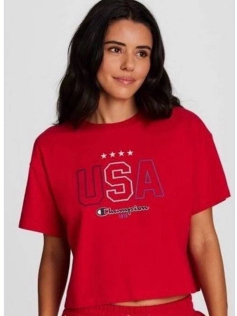 Champion Red USA Short-Sleeve Crewneck Top